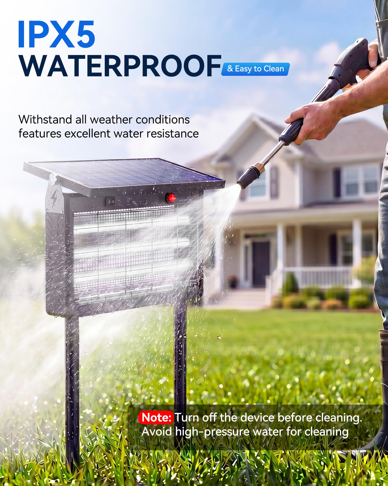 Solar Bug Zapper Outdoor Wasserdicht Moskito Zapper Outdoor Solarbetrieben Elektrischer Insektenvernichter Indoor w/Smart Light Sensor Mückenfalle Fliegenvernichter für Terrasse Küche Garage Hof