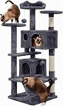 Cat Tree Tower Multiple-Level Cat Tower with 2 Condos, 2 Dangling Balls, 3 Scratching Posts for Indoor Cats, 139cm=54inch Navy Blue