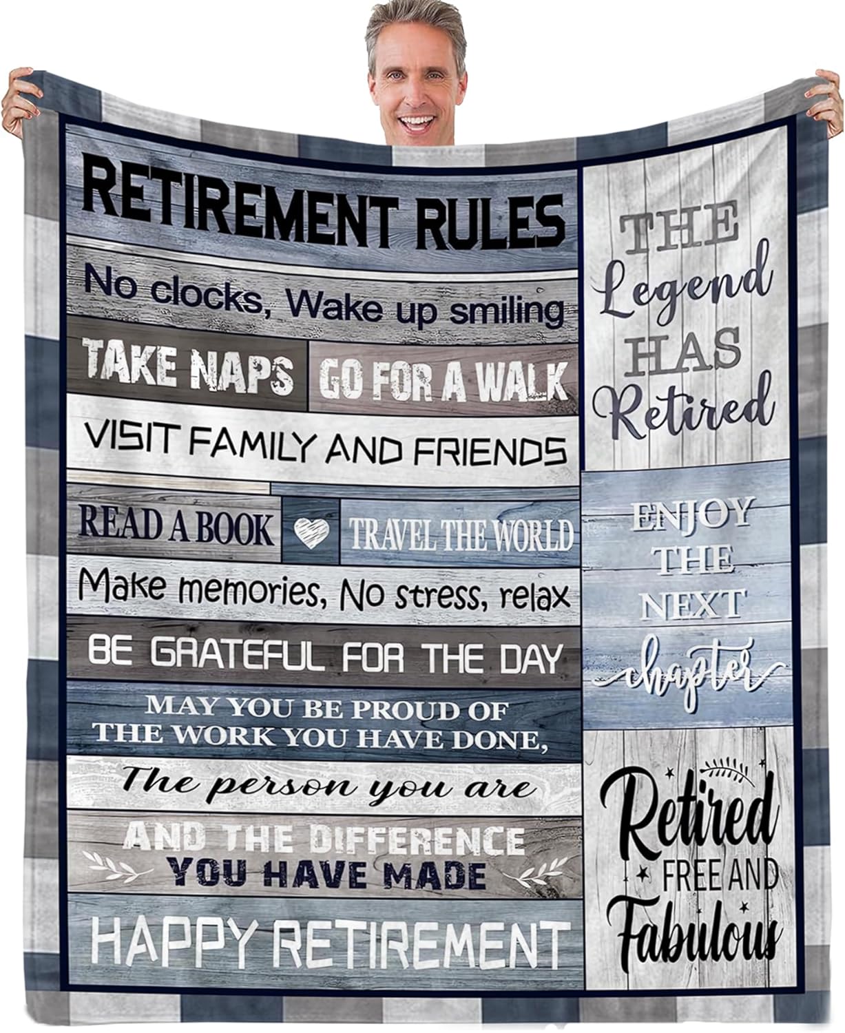 Retirement Gifts for Men 2025, Happy Retirement Blanket for Men Doctors Teachers, Farewell Gifts for Coworkers Boss, Funny Retired Throw Blankets 60"×50"