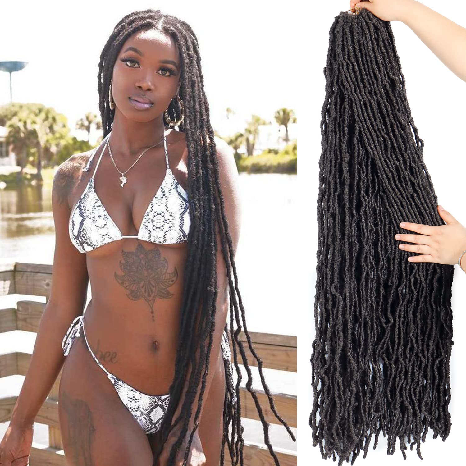 36 Inch Faux Locs Crochet Hair 6Pscks New Soft Locs Crochet Hair Pre Looped Long Synthetic Goddess Locs Crochet Braiding Hair Extension for Black Women (4#