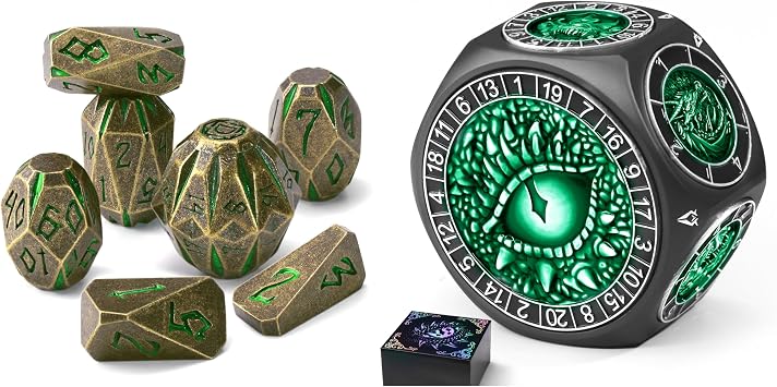 Stonehenge DND Metal Dice Set & 8-in-1 Spinner Dice for DND Dungeons and Dragons Dice Set