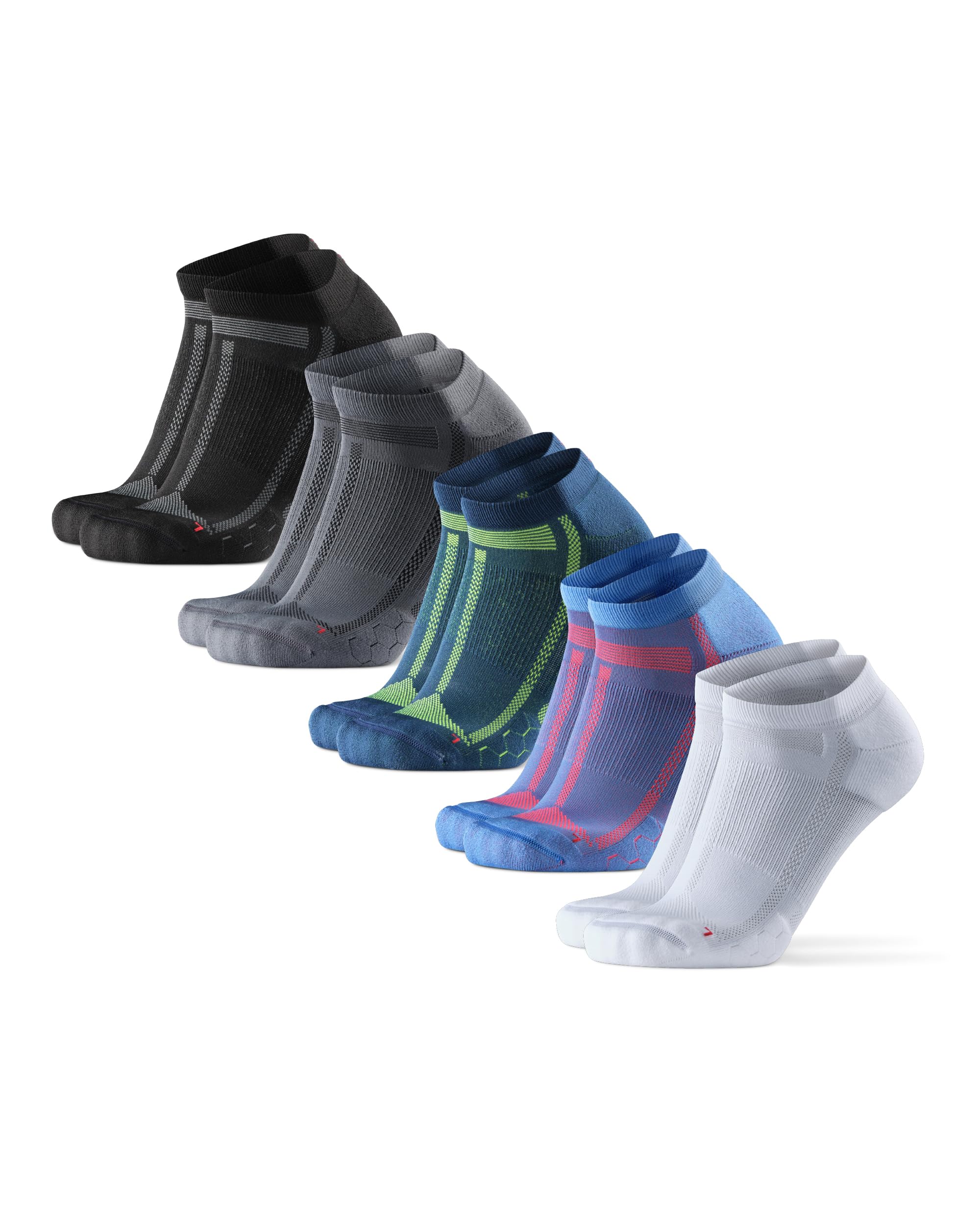 DANISH ENDURANCE Short Running Socks, 3 & 5 Pairs Summer Sports Socks, Lightweight Compression, Breathable & Padded, Sweat-Wicking, Unisex, for Men and Women