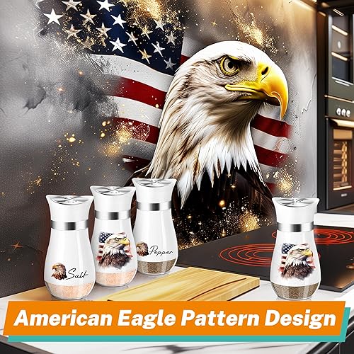 Miniatura 30 de Juego de saleros y pimenteros, coctelera de sal y pimienta con fondo de vidrio de 4 onzas con tapa de acero inoxidable para mesa de cocina, Rojo