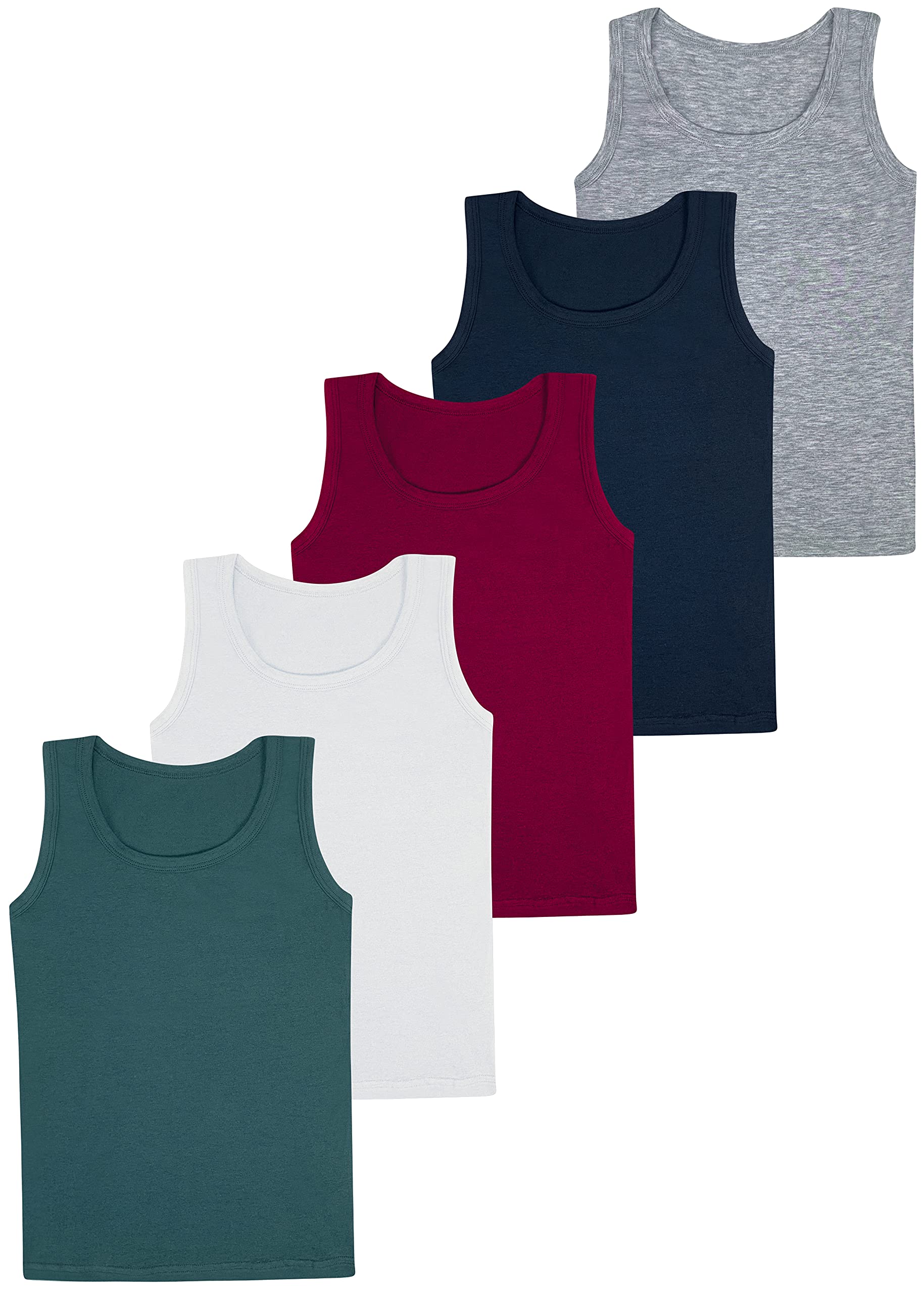 LOREZA ® 5 sous-vêtements de garçons - Débardeur en Coton - Basics - Coton - Tailles 2 à 15 Ans