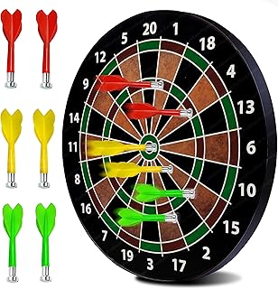 Round Magnetic Dartboard Board Game Set, Magnet Dart Board Game For Kids And Adults, Target Shooting Game, Indoor And Outdoor Magnetic Score Dartboard Kit With 6 Darts (34 Cm), Multicolor