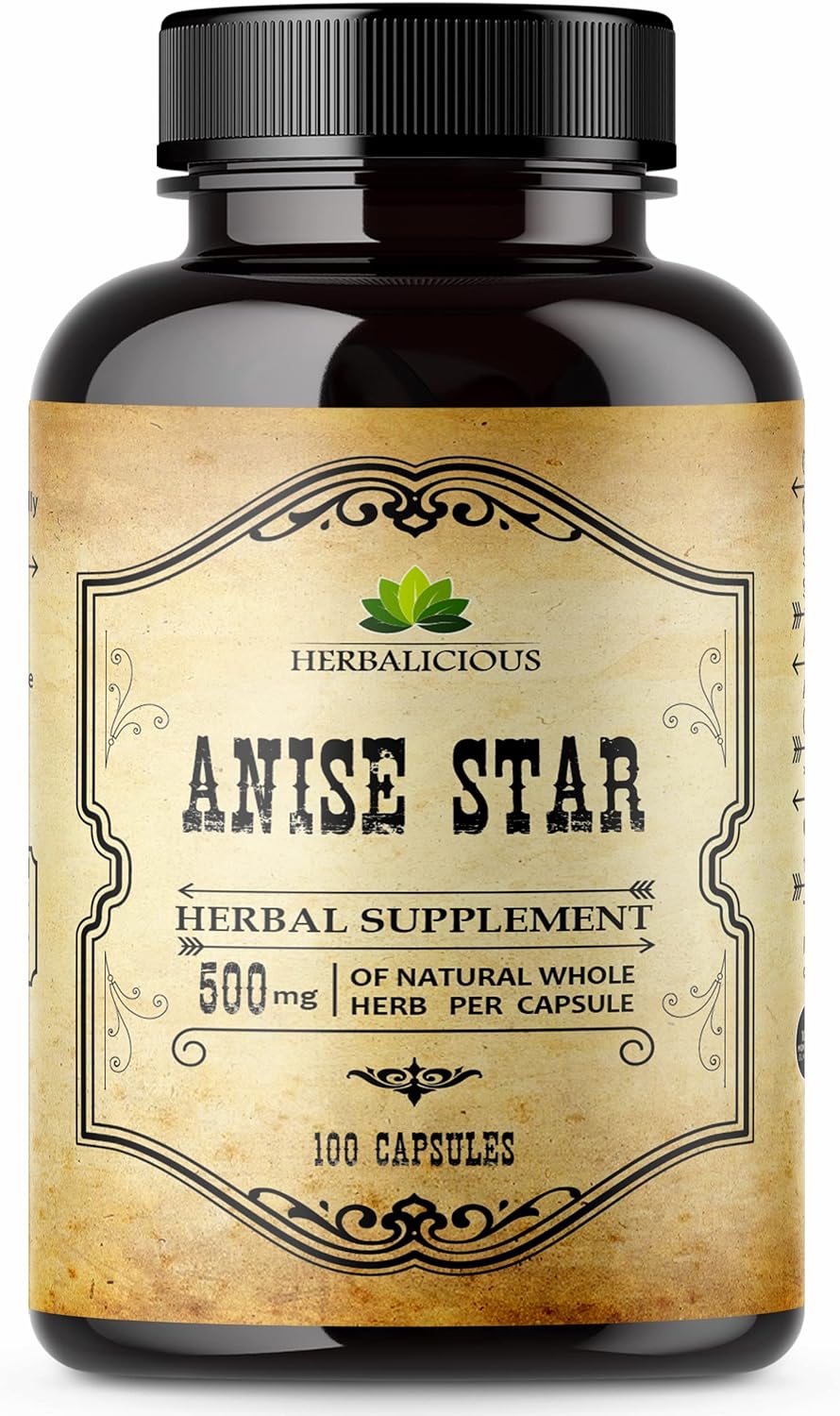 HERBALICIOUS Star Anise Supplement – Organic (Illicium verum) – 100 Capsules – 1000mg – No Fillers, No Preservatives – Immune & Antioxidant Support