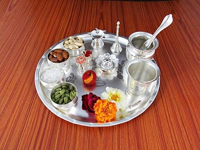 Silver-Plated Pooja Thali Set (12 inch)