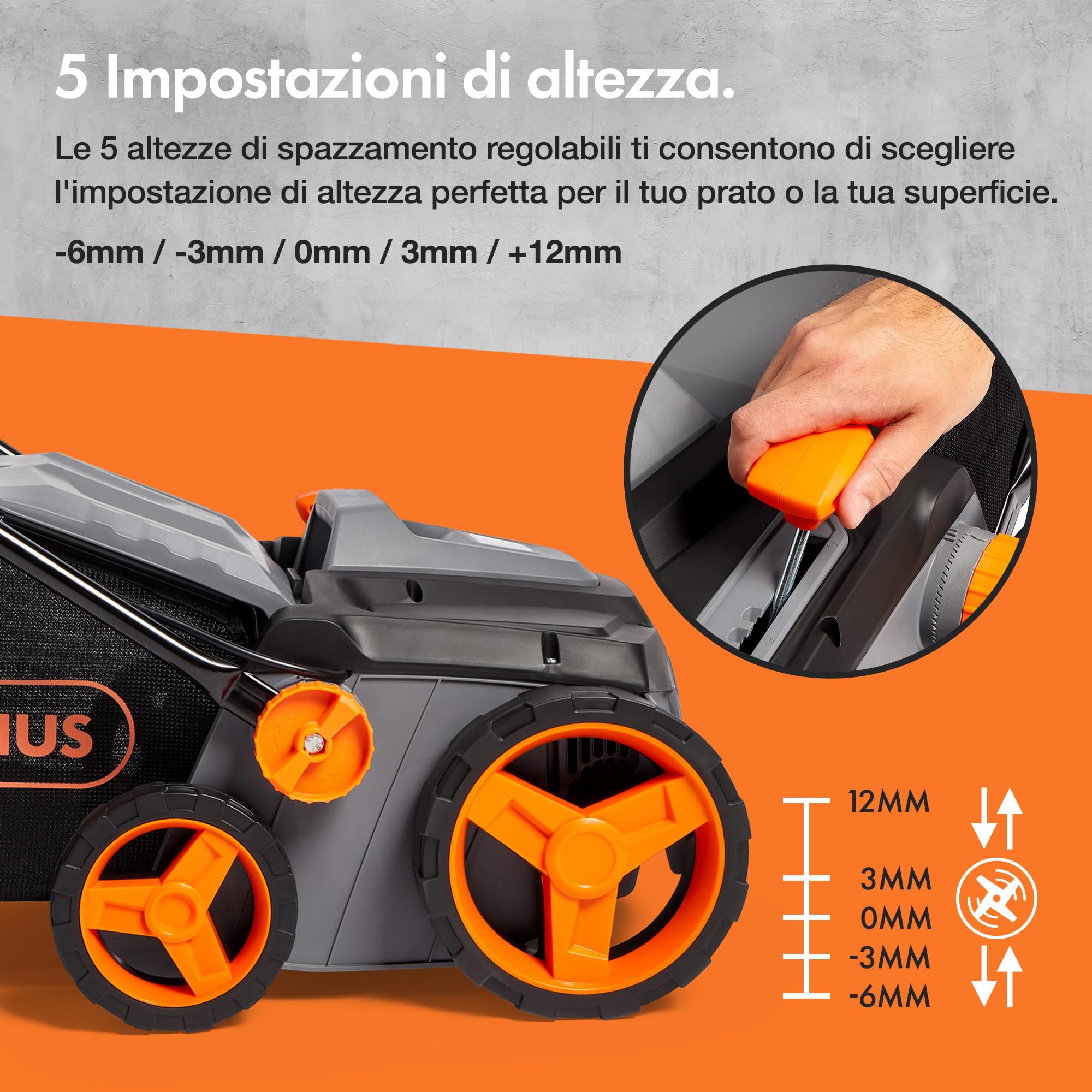 VonHaus Spazzolatrice per Erba Sintetica Elettrica, Spazzatrice Prato Sintetico, con Sacca di Raccolta, 5 Altezze Regolabili, Larghezza di Lavoro 330-380mm, Manico Pieghevole (Servizio Pesante)