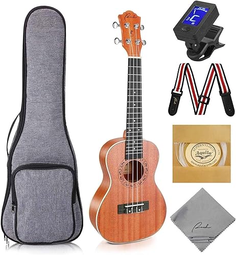 Ranch - Ukulele profesional, de madera, kit de ukelele con 12 lecciones en línea gratis