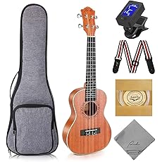 Populele Smart Concert Ukulele - 23" Carbon Fiber with 72 LED Lights, Free Online Lessons & Song Library, Auto-Tuner, Includes Gig Bag, Strap, Nylon Strings & Picks for Family Fun,Travel & Gifts