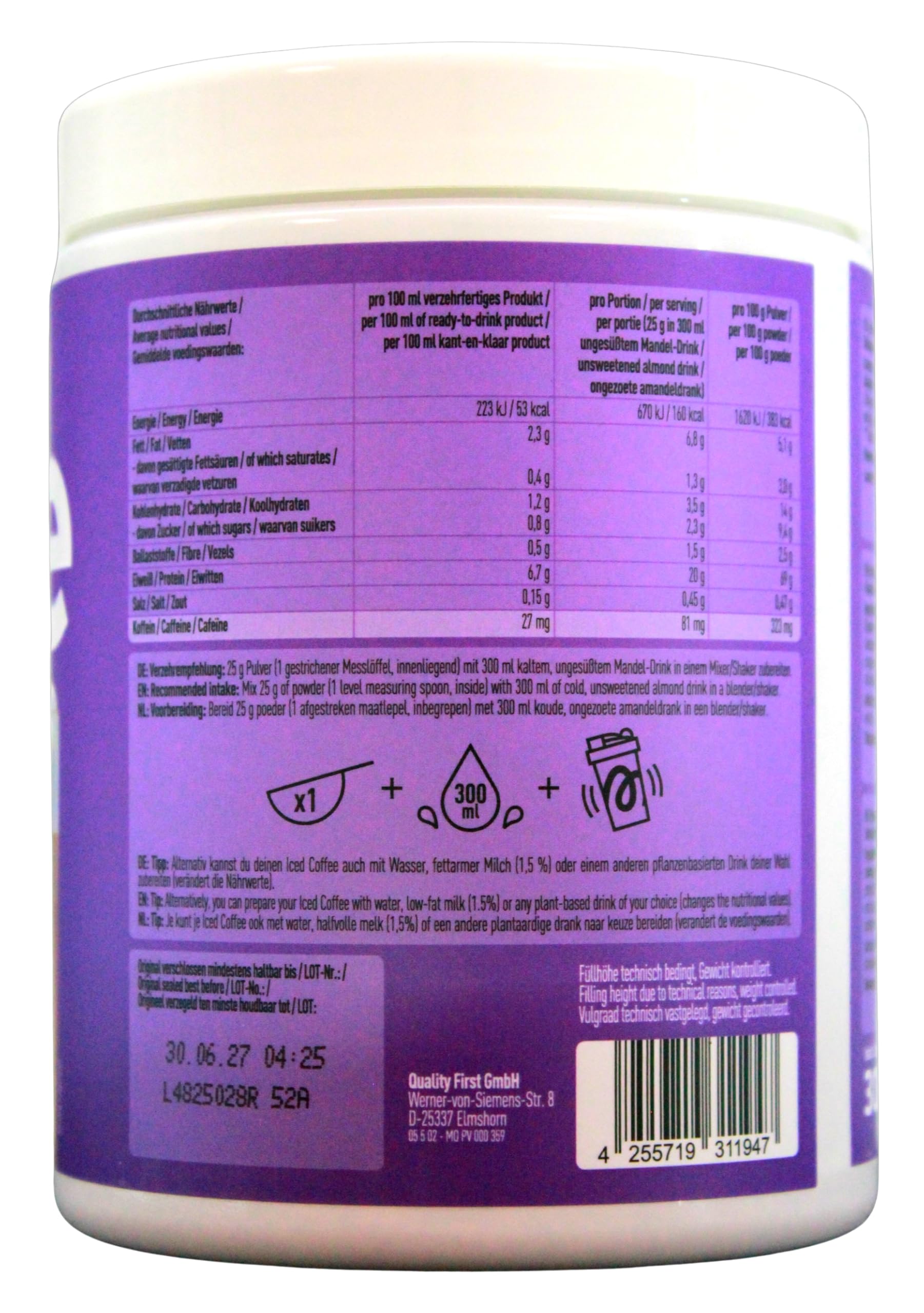 More Protein Iced Coffee Latte Macchiato Flavour Getränkepulver, (1 x 300g)