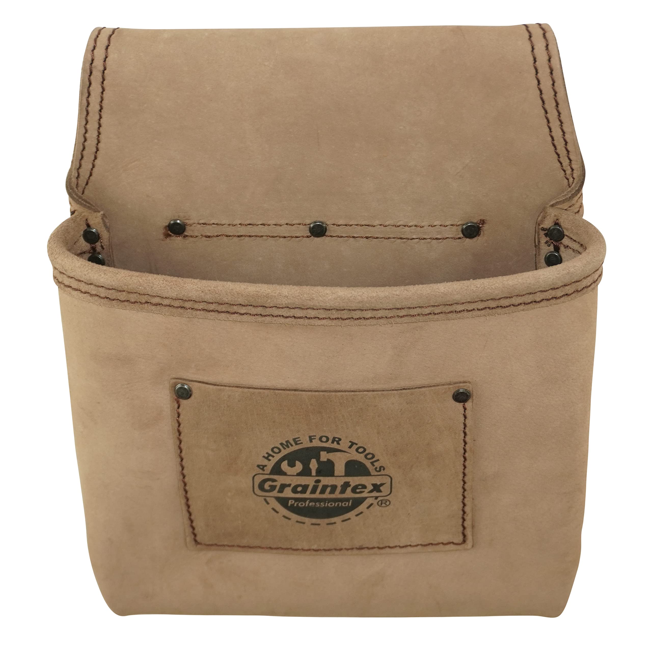Graintex ST2009 1 bolsillo resistente superior de piel de grano para uñas, bolsa de herramientas para cinturón ancho con ranura para túnel