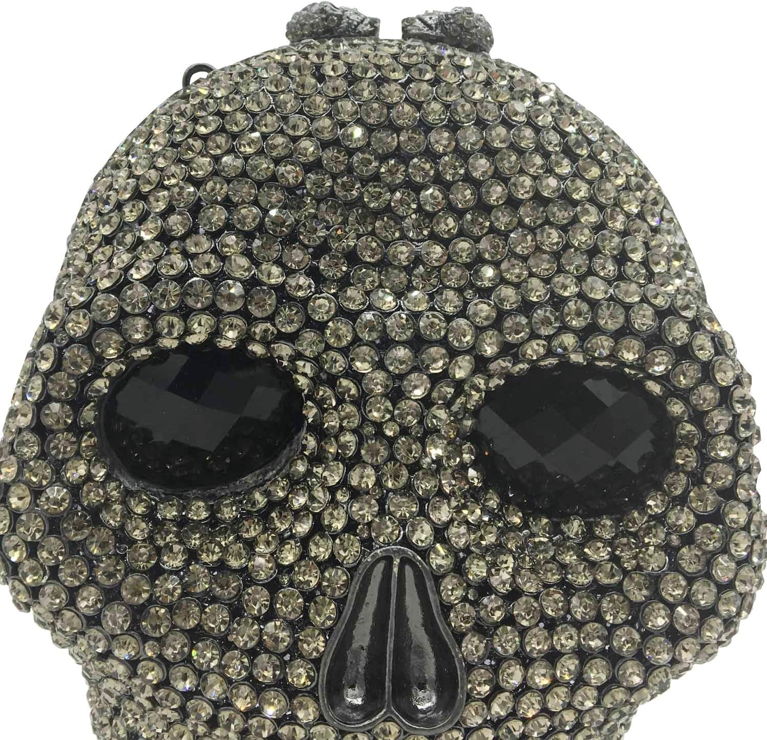 Boutique De FGG Skull Crystal Clutch Purse for Women Formal Rhinestone Clutch Evening Bag Halloween Minaudiere Handbag,Mini