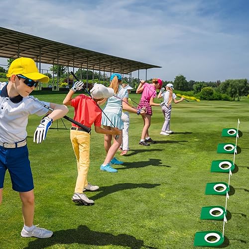 Miniatura 11 de Hooqict Taza de golf y bandera para práctica en interiores, ayudas de entrenamiento de plástico para niños y adultos, para interiores y exteriores