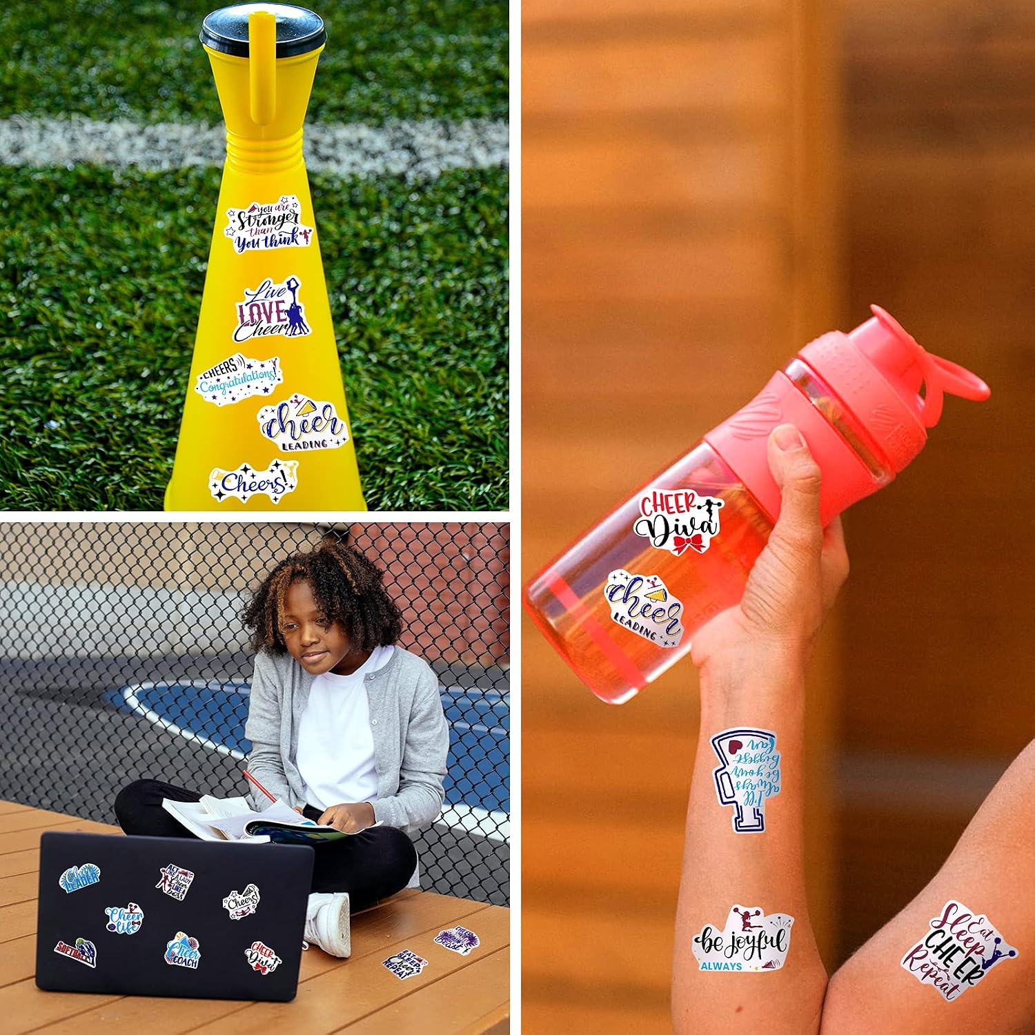 200 Pieces Cheerleading Stickers Cheer Decals Waterproof Present, Motivational Positive Stickers for Water Bottle Laptop Car Phone, 25 Styles image 4
