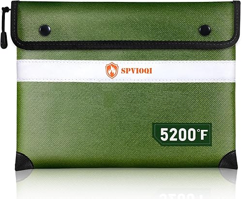Bolsa de documentos ignífuga mejorada de 5200 F  Aislamiento térmico, bolsa a prueba de fuego de agua con cremallera, 8 capas de materiales