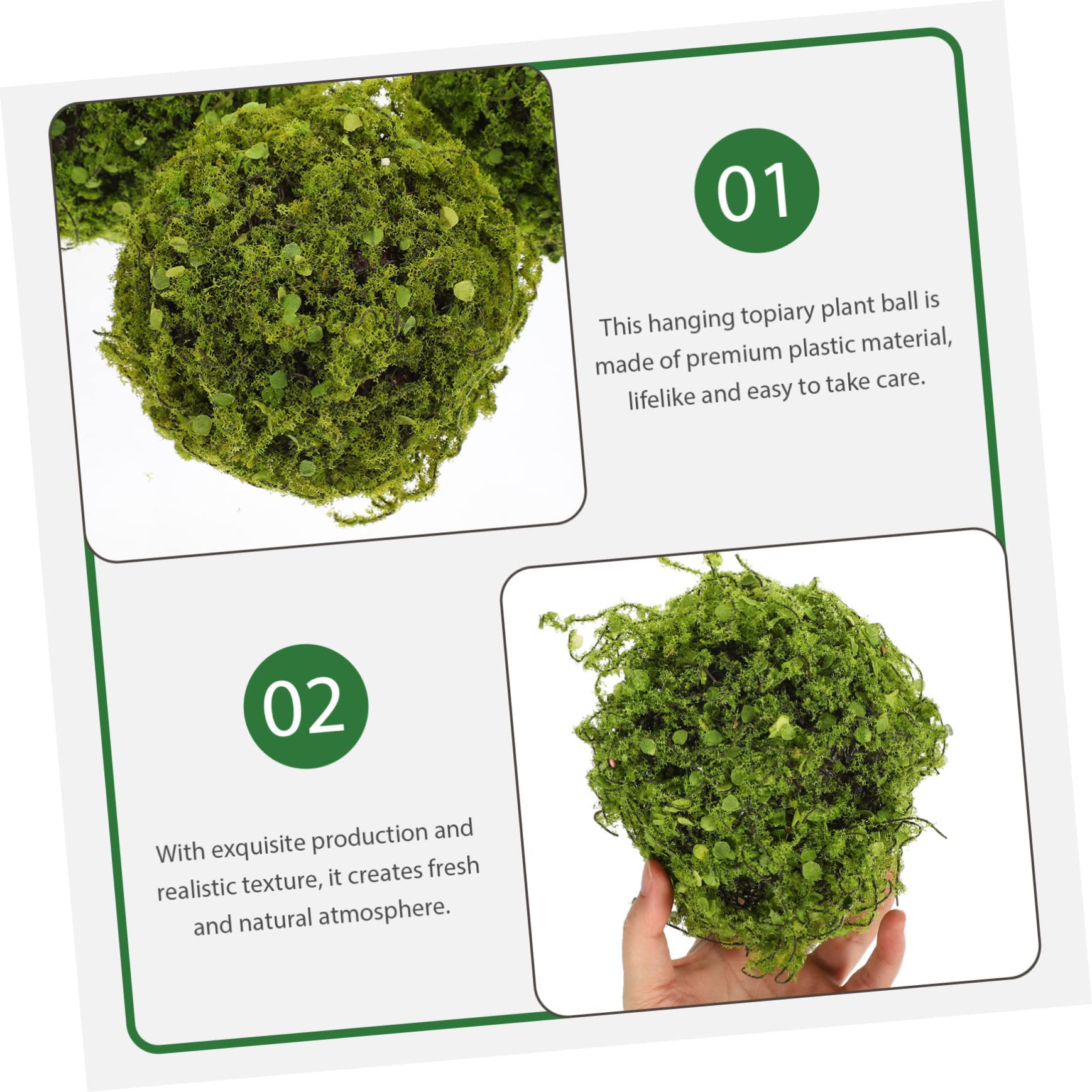 FUNOMOCYA 3pcs Simulated Grass Ball Hanging Decoration Foliage Hanging Plant Plants Faux Ferns for Outdoors Large Round Moss Indoor Realistic Garden Artificial Balls Topiary Green Plastic