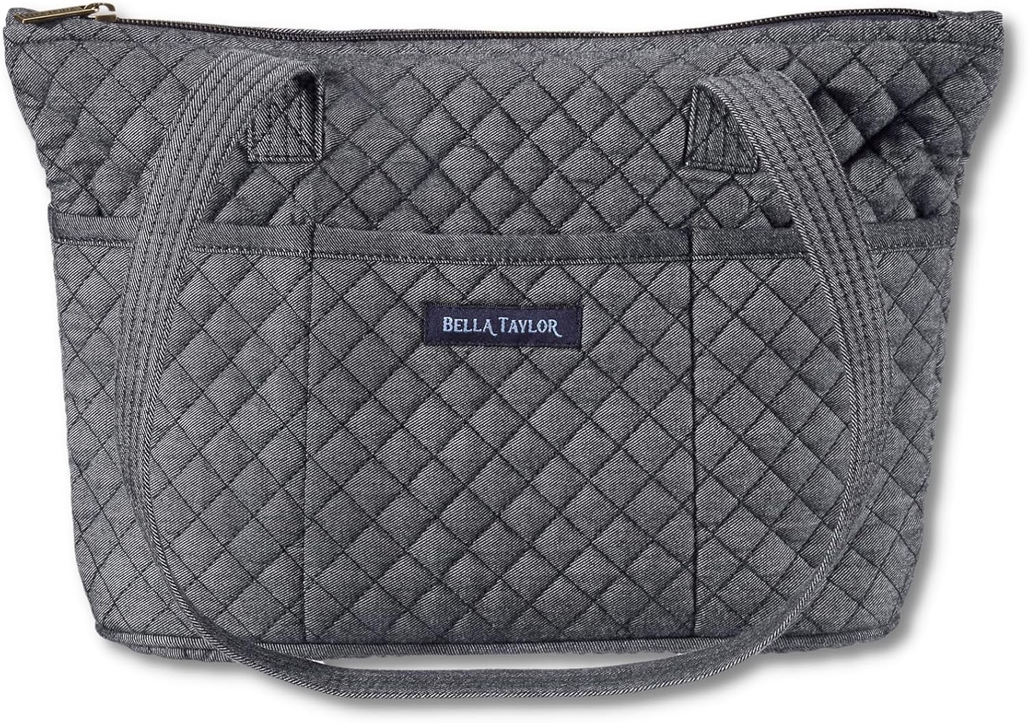 Bella Taylor Small Tote, Quilted Purse for Women, Lightweight Fabric Handbag, 10 Pockets, Zip Top