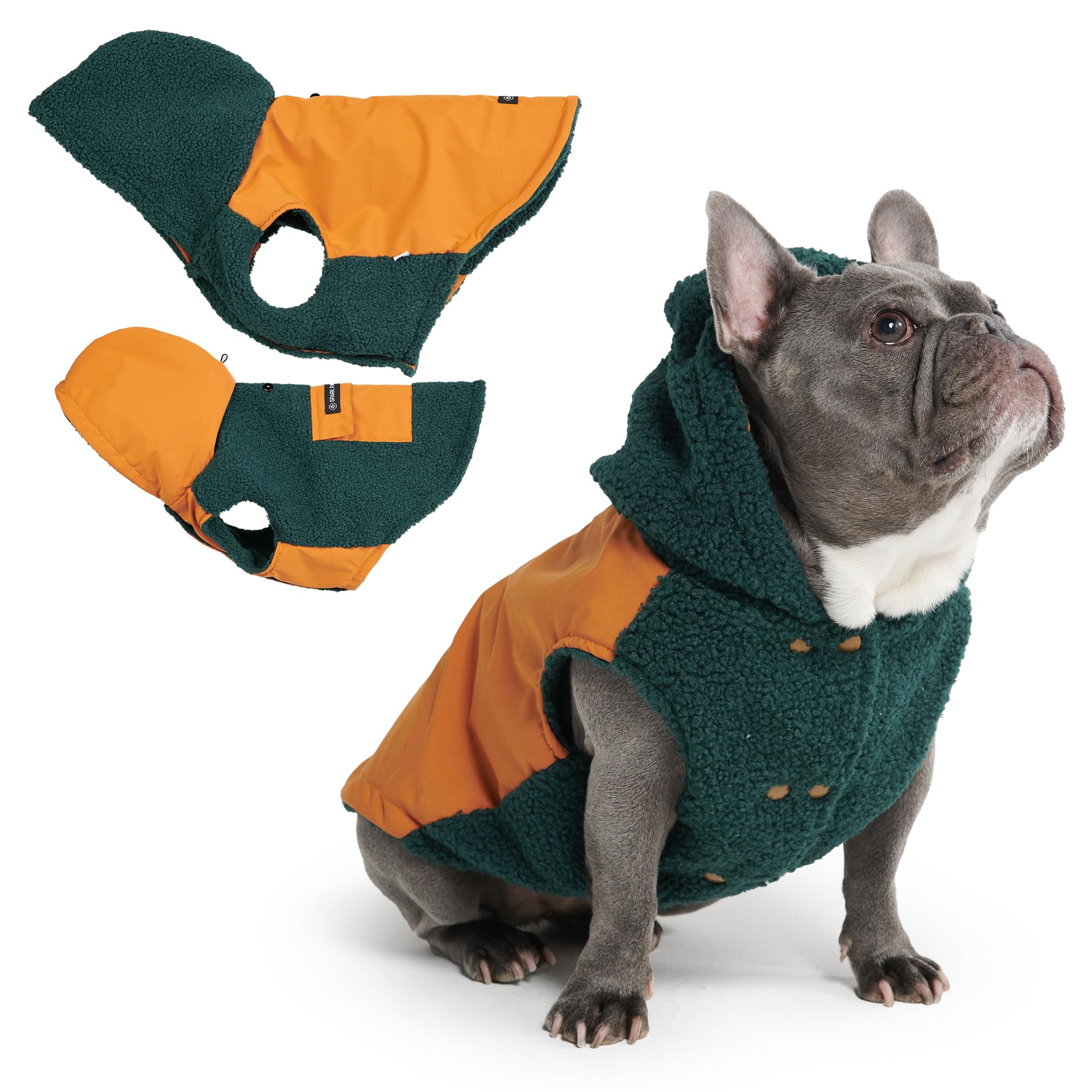Spark Paws Reversible Dog Hoodie Sweater - Dog Clothes Small Medium Large