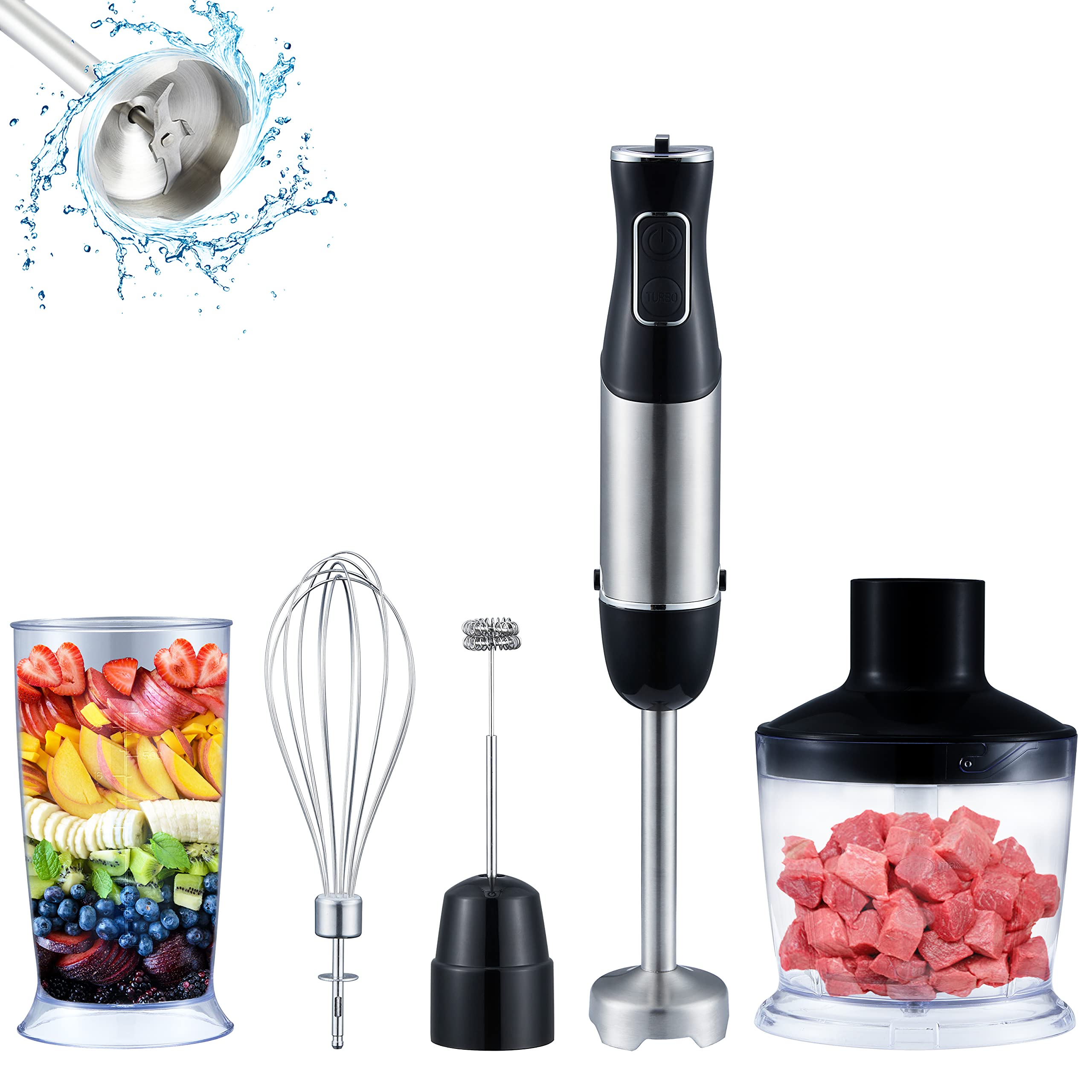 DREAMIND Immersion Hand Blender, 5 in 1 Blender Food Blender with 6 Speed Turbo Function, Immersion 