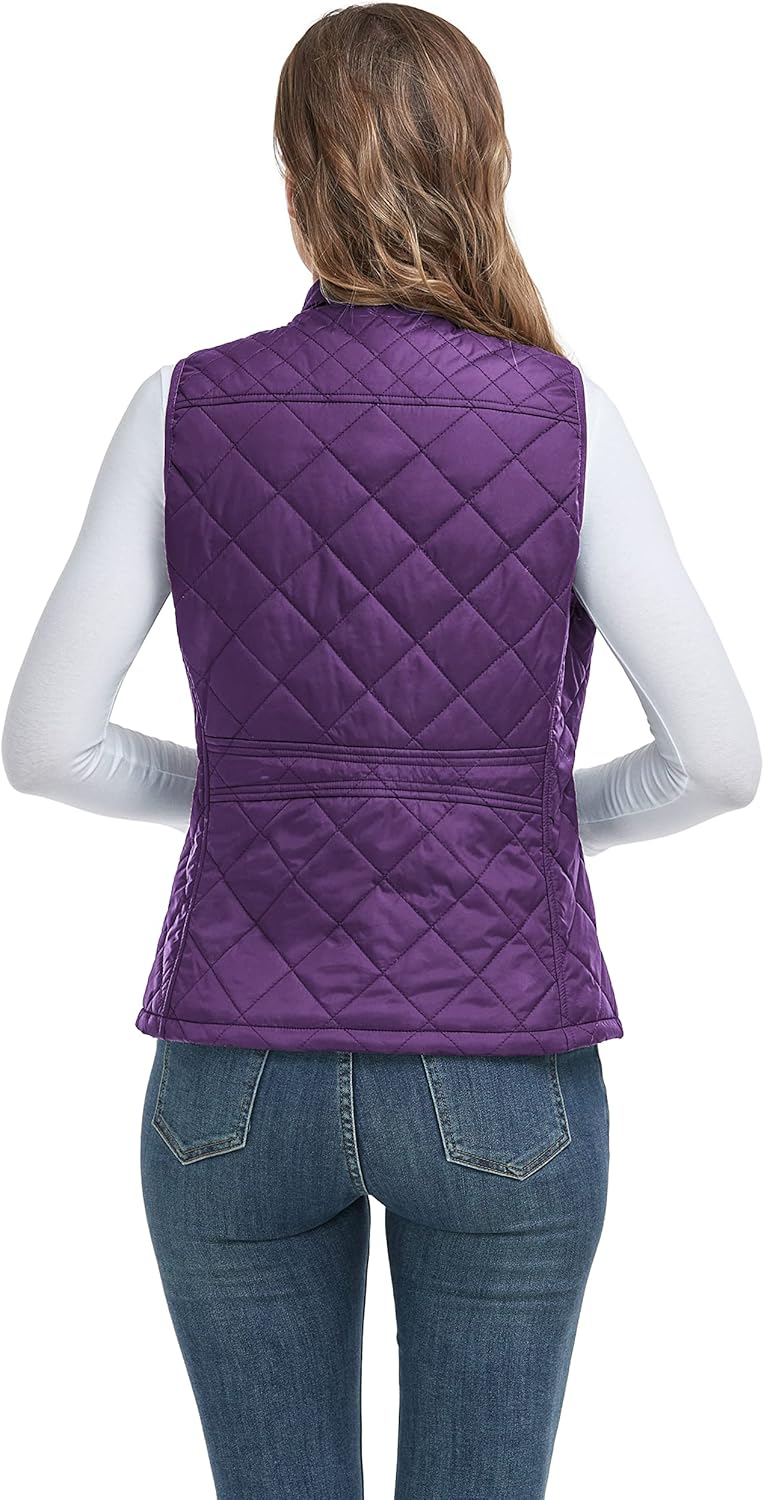 LONGKING 2025 Upgraded, Women's Outwear Vest With One Inner Pocket - Stand Collar Lightweight Zip Quilted Vest for Women