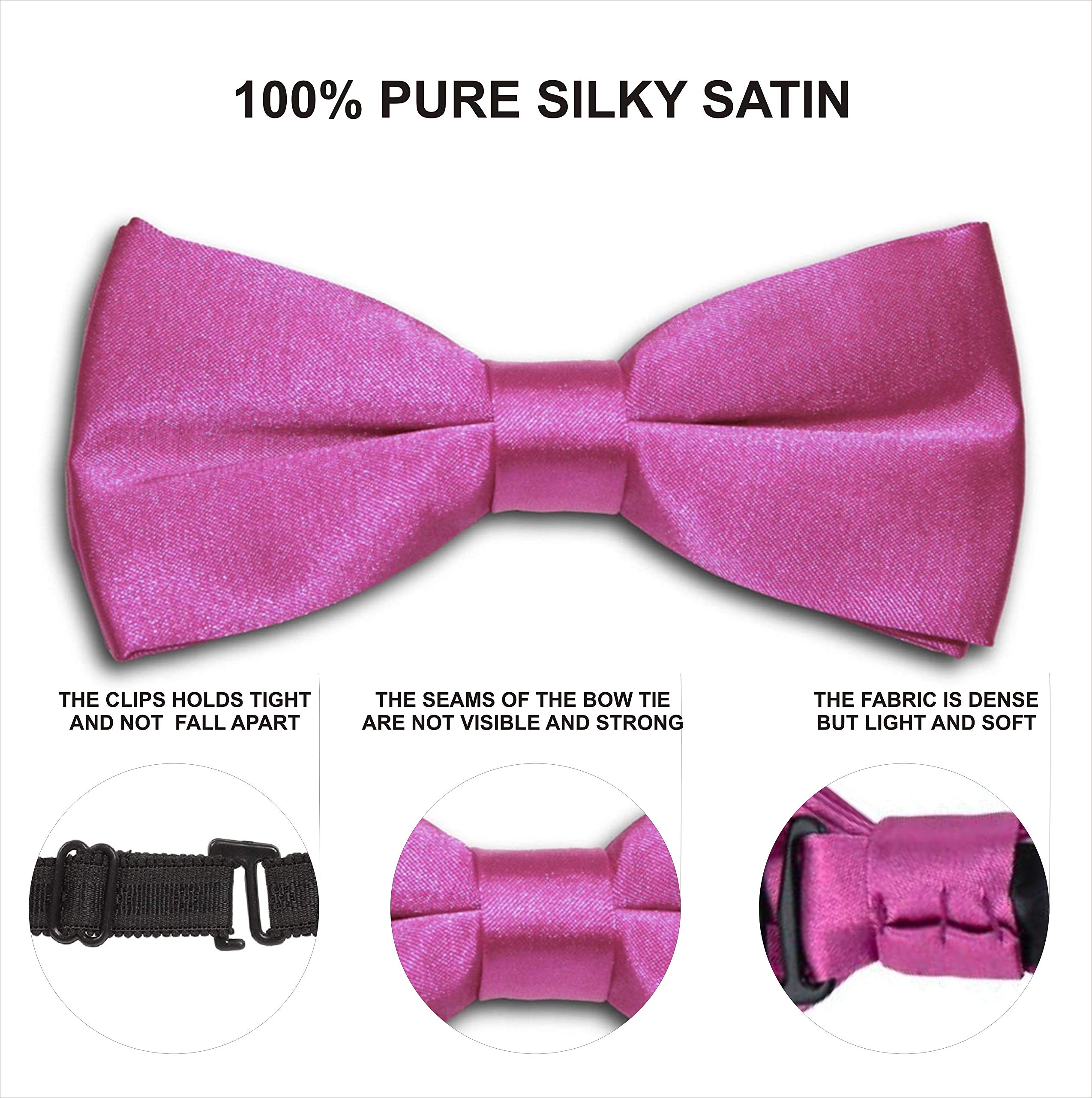 HAPPYKIDS Classic Pre-Tied Bow Tie Formal Solid Tuxedo for Infants/ Toddlers/ Kids (Mulberry Plain, Medium) - Image 3 thumbnail