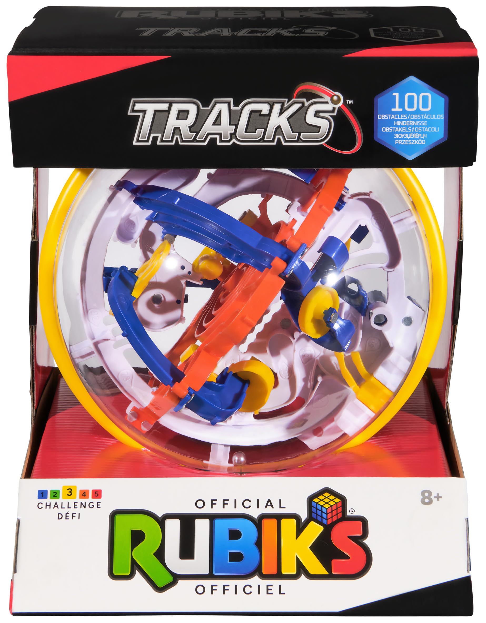 Rubik’s Cube, Rubik’s Tracks 100 3D Gravity Maze and 3D Puzzle Game with 100 Obstacles, Problem-Solving Challenging Brain Teaser Fidget Toy, for Ages 8+