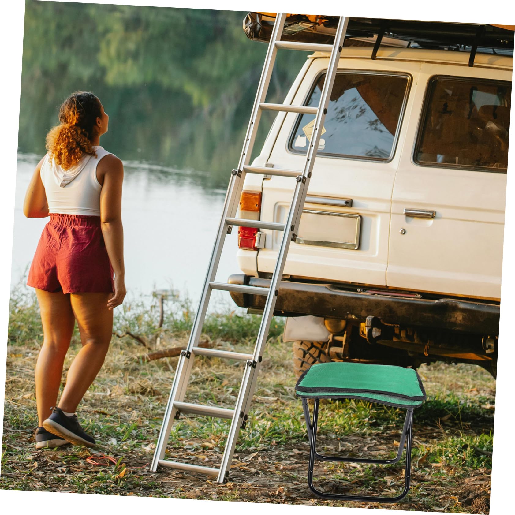 IMIKEYA Sgabello Pieghevole Portatile per Esterni Picnic Escursioni e Attività