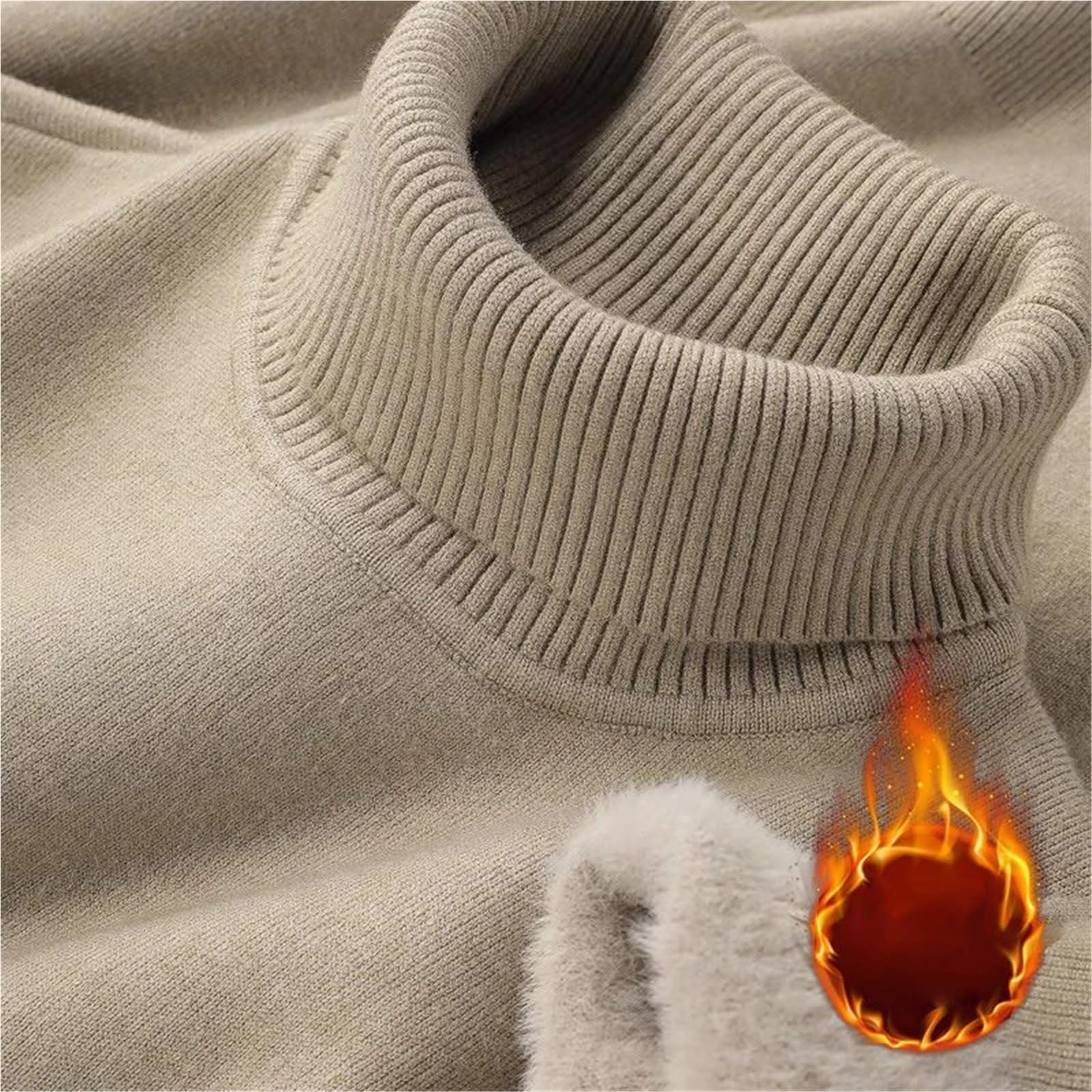 Suéter de cuello alto for hombre, Jersey informal manga larga terciopelo cálido tejido, suéter básico a prueba frío for exteriores, otoño e invierno Para Hombre(White,5XL)