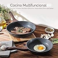 Vista 7 de SENSARTE Sartén Antiadherente para Freír, Sartén para Tortilla con Revestimiento de Granito Suizo, Sartén de Chef de Piedra Saludable para Cocinar