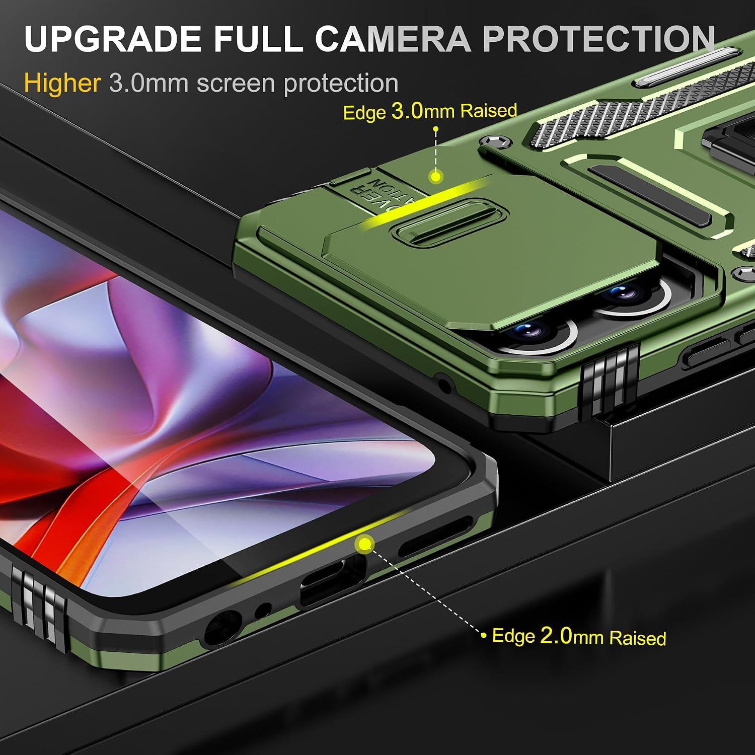  Phone Case for Motorola Moto G 5G 2025/Moto G 5G 2026/Moto G Play 2026 Case with HD Screen Protector & Slide Camera Cover & Kickstand, [Military-Grade] Phone Case,Z_OliveGreen thumbnail