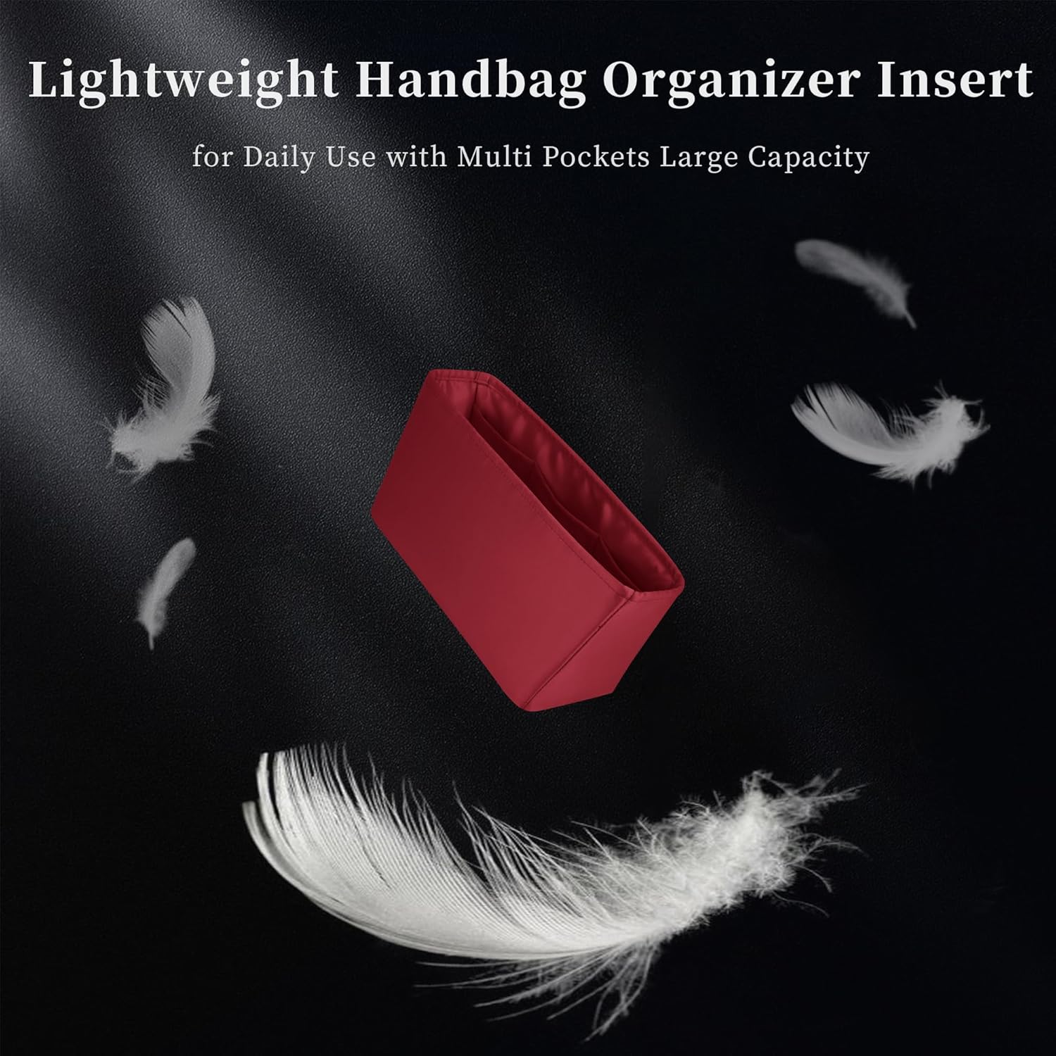 Tote Bag Insert Organizer, Satin & Portable with Pockets for Storage, Large Tote Insert Ideal for Travel, Shopping, and Daily Use, Fits LV Neverfull MM (MM, Ruby) - Image 7