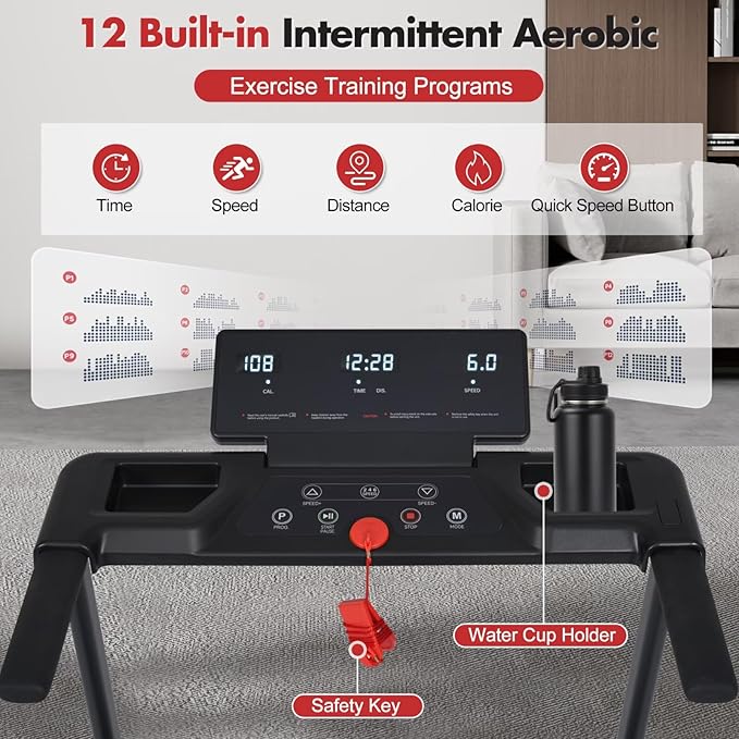 Caminadora Plegable Inclinable 3.0HP, 265 lbs, 8 MPH, Bluetooth miniatura 8