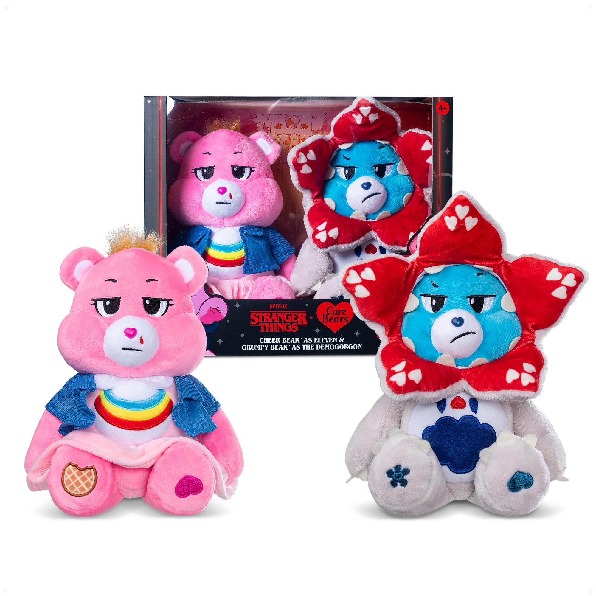 Basic Fun Care Bears x Stranger Things 2-Pack Boxset 30cm – Cheer Bear als Eleven & Grumpy Bear als Demogorgon – Limited Edition Geschenkset für Fans