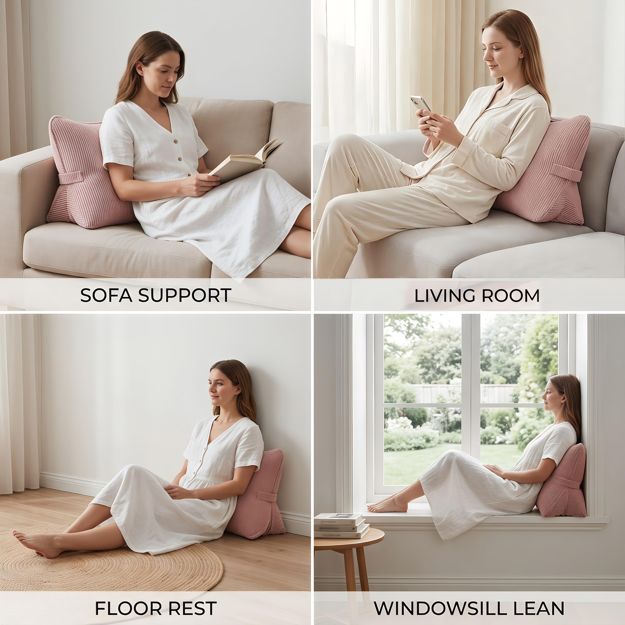 LIANSHANGNI Reading Pillows for Bed,Lumbar Support Back Pillow for Couch, Pink, Standard - Image 5