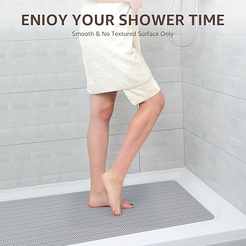 Miniatura 6 de OTHWAY Alfombra de baño antideslizante de goma extra larga para bañera, lavable a máquina, antideslizante con 332 ventosas fuertes (A Little Grey,