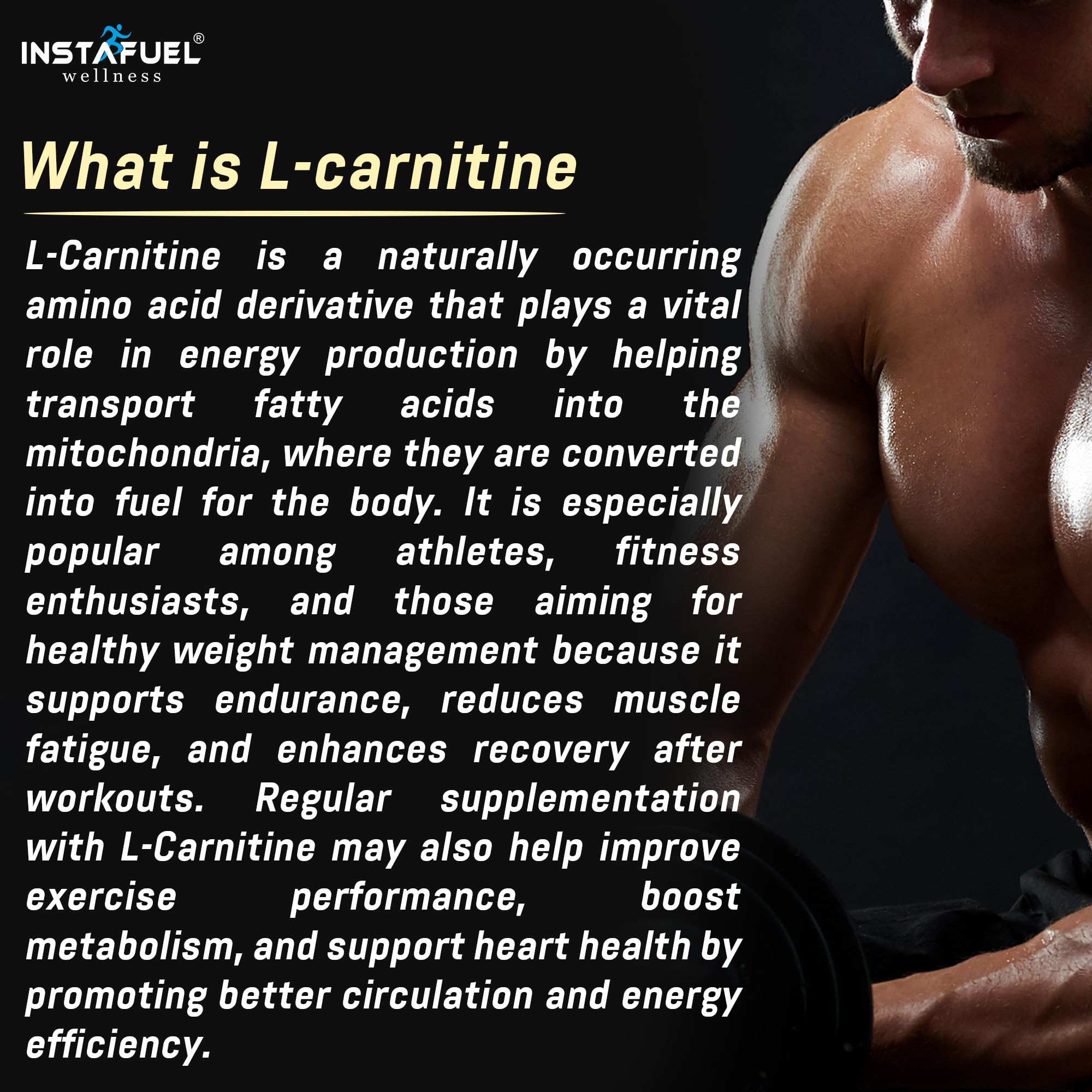 Instafuel L-Carnitine 2000mg Supplement | Convert Fat Into Energy | Fat  Burner, Weight Management, Muscle Recovery, Endurance & Metabolism Booster 