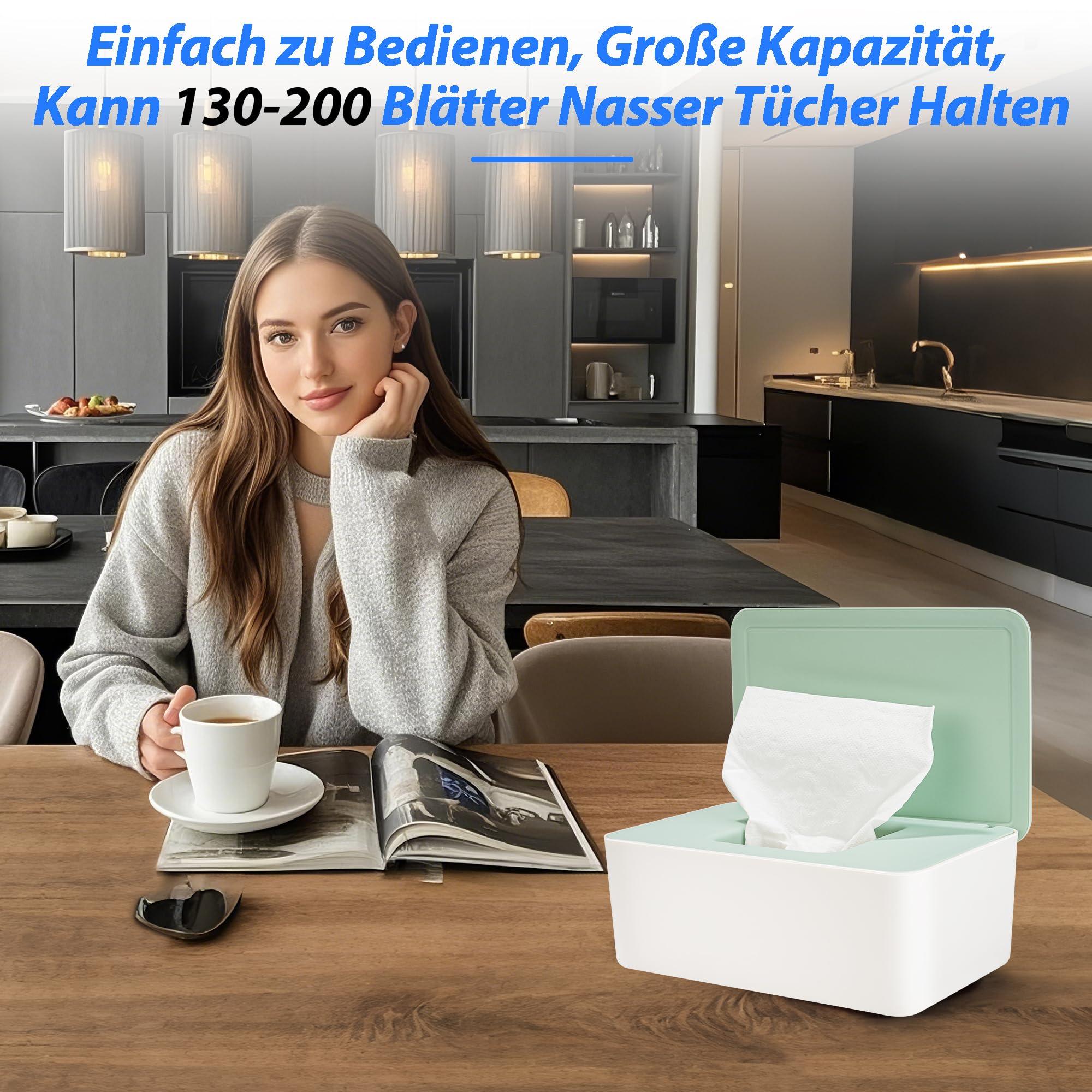 Verzegelde vochtige doekjesbox met groot volume, stofbescherming, wit, babyvochtige doekjesbox voor vochtige doeken, toiletpapier, zakdoeken in de badkamer en woonkamer