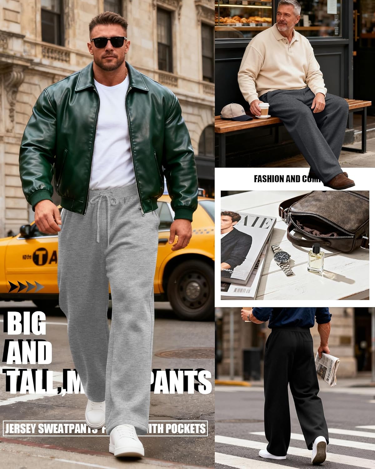 3 Pack Men's Big and Tall Sweatpants Athletic Open Bottom Drawstring Lounge Pants Plus Size Joggers with Pockets - Image 4