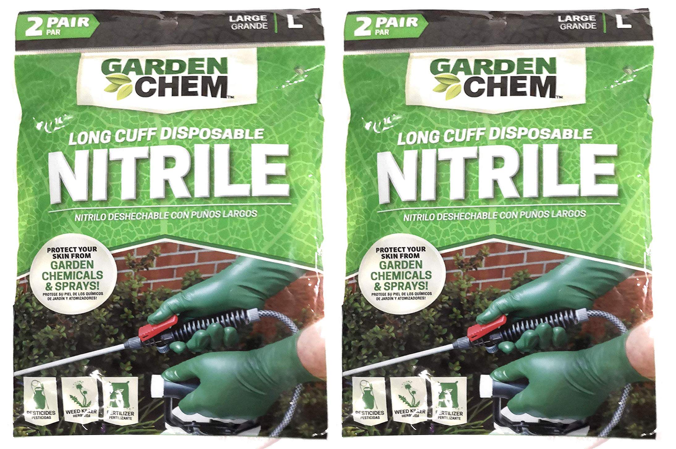 Set of 4 Pairs of Large Nitrite Long Cuff Disposable Gloves - Protects your Skin from Commonly used Garden Sprays (4)