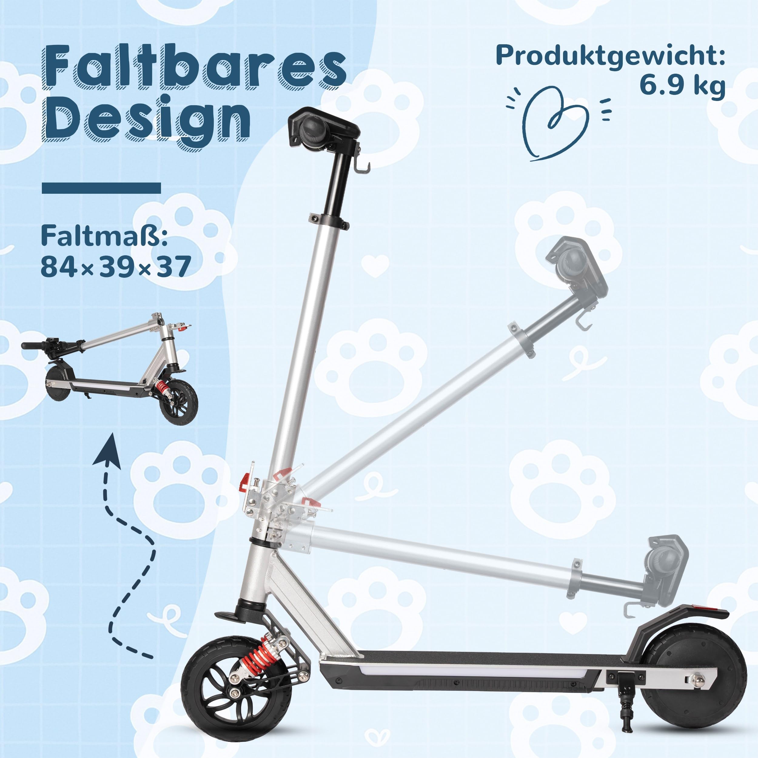 Trottinette électrique pour enfants de 6 à 12 ans, avec Bluetooth et lumières LED colorées, 3 vitesses jusqu'à 14 km/h, frein électrique, léger 7 kg, pour garçons et filles