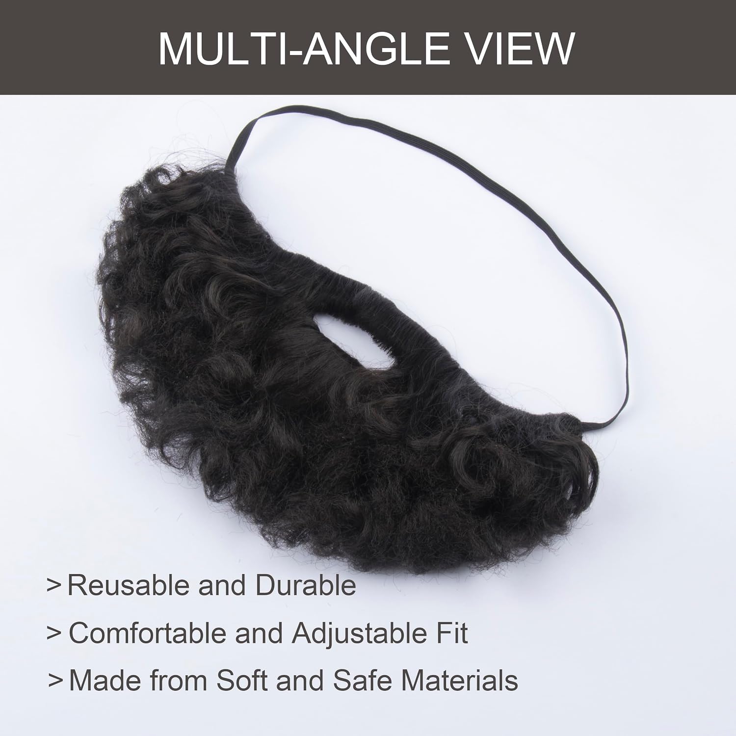 Yan Dream Short Full Beard for Men Classic Halloween Costume Facial Hair Synthetic Curly Red Fake Beard and Mustache