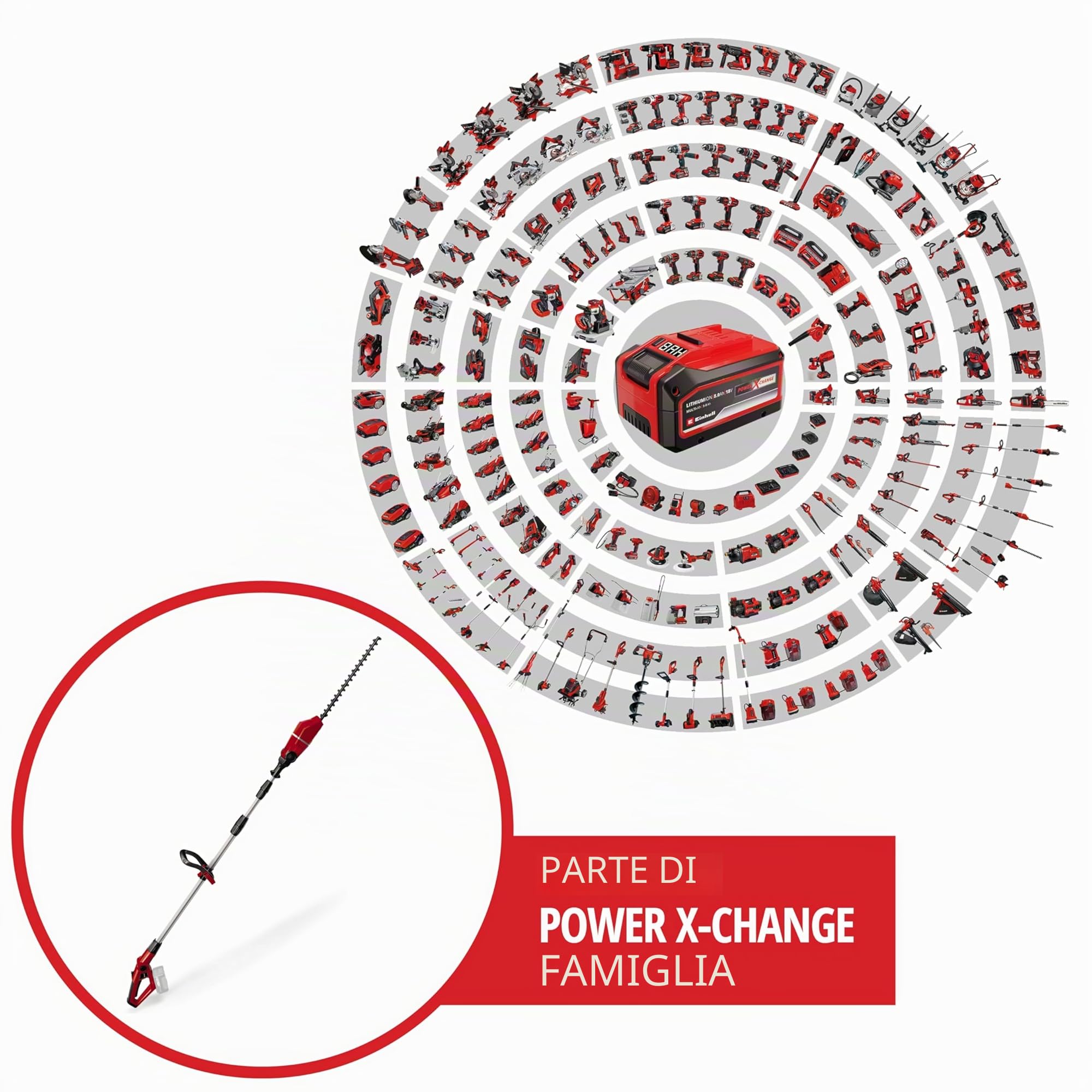 Einhell GE-HH 18/45 Li T-Solo Tagliasiepi telescopico a batteria Power X-Change (lungh.barra 450 mm, lungh. Taglio 400 mm, passo denti 16 mm, senza batteria e caricabatteria)