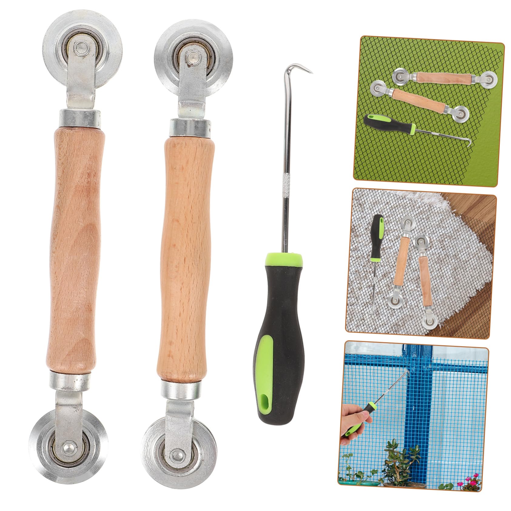 Tofficu 5 Sätze Reparaturwerkzeuge Für Bildschirm Spline Netz Handhaben Fenster Rollen Reparaturset Für Fliegengittertüren Bildschirmtürwalze Bildschirminstallationstool Holz 3 Stück * 5
