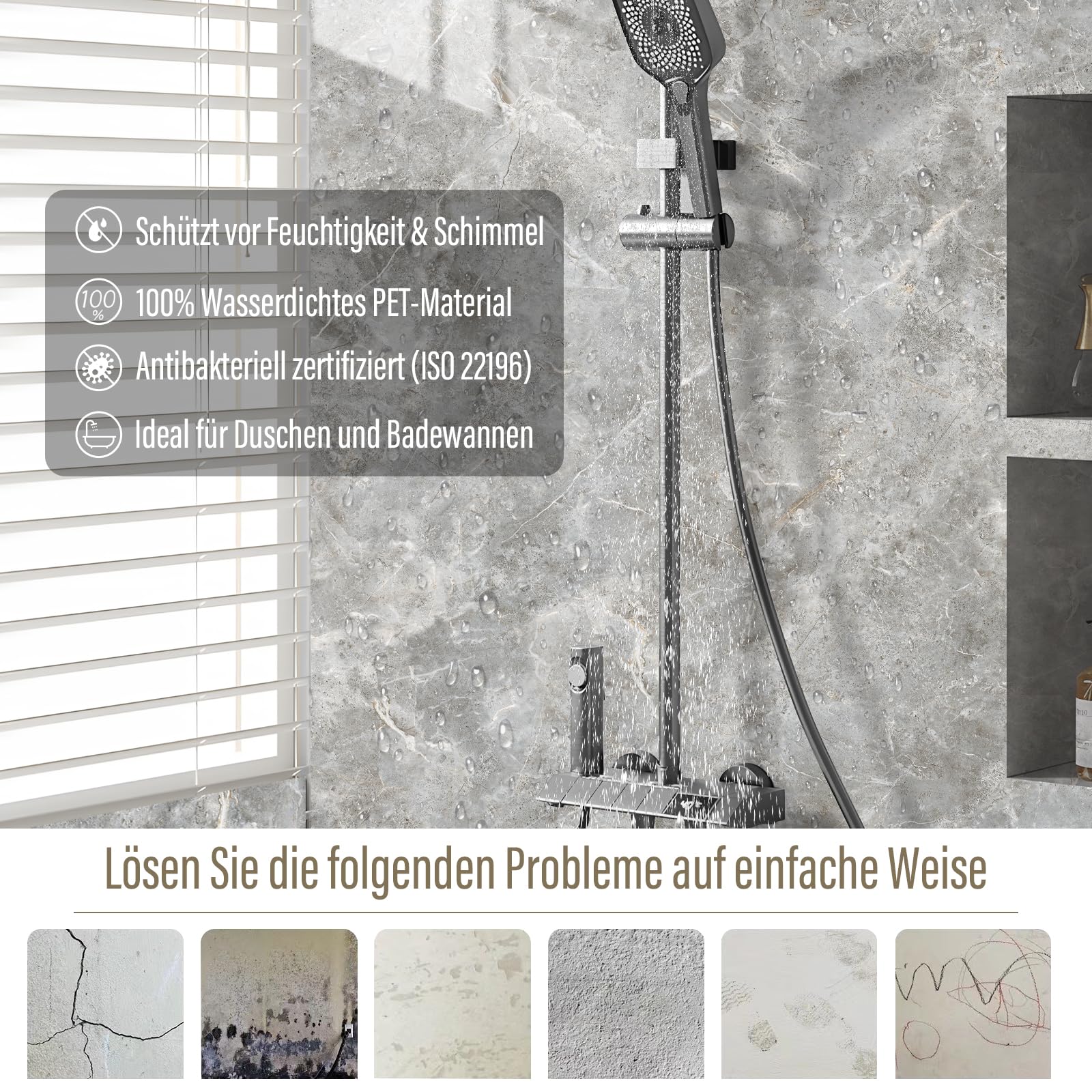 OJTOJT Wandfliesen Selbstklebend 30x30cm 44 Stück, Peel and Stick Tiles, Wasserfest, Marmor Fliesenaufkleber für Küche Wohnzimmer