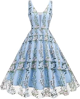 Summer Floral Embroidery Tulle Dress for Women Flower Embroidered Weddin...