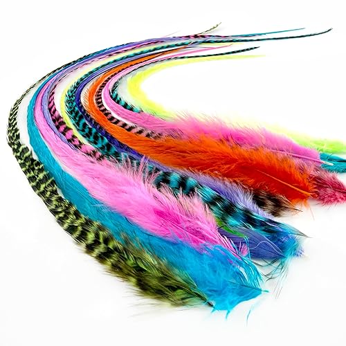 15 Rainbow Fluffy Color Hair Feathers - 7”- 12” Long