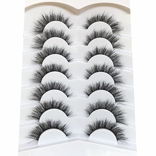 Miniatura 393 de Pooplunch Pestañas postizas de pelo de visón sintético, estilo de ojo de gato, paquete de pestañas postizas naturales esponjosas, paquete múltiple