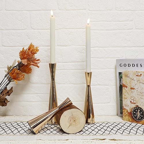 Miniatura 5 de Portavelas cónicos de metal, juego de 3 candelabros de mesa, mantel decorativo, soporte de vela para comedor, fiesta, boda, decoración del hogar