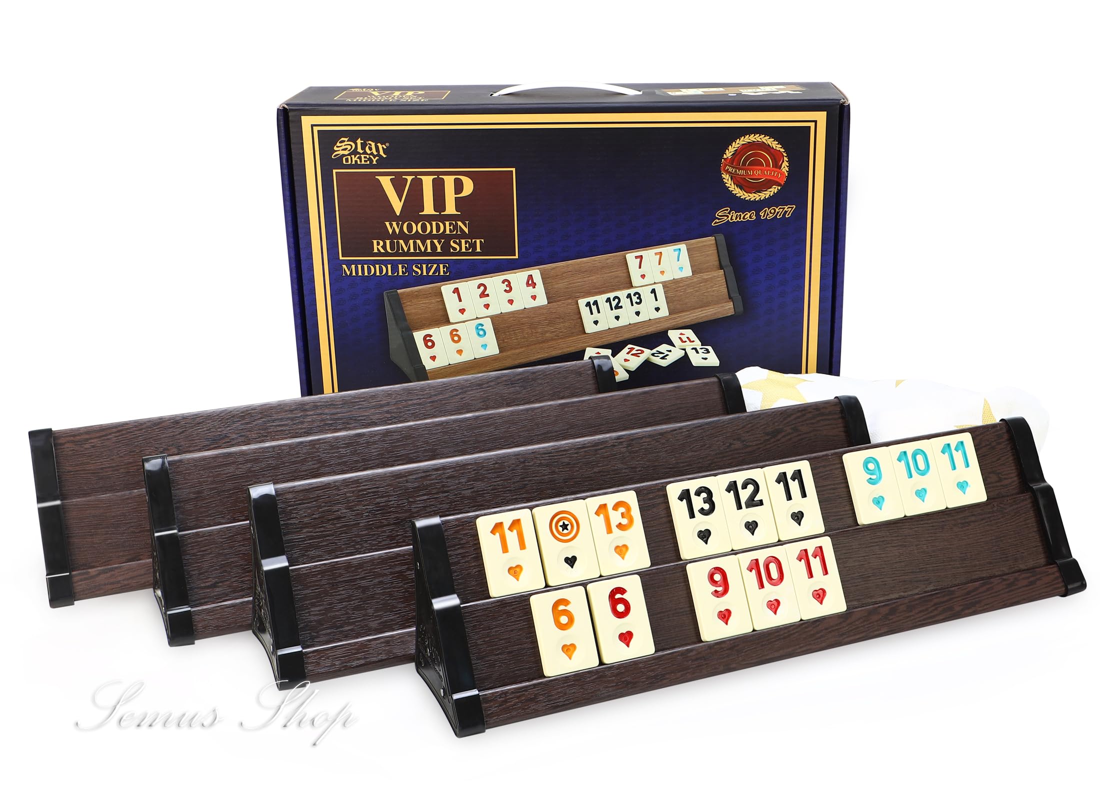 Star SEMUS Wooden Rummy Kompakt Okey z melaminy klocki do zabawy (ciemny)